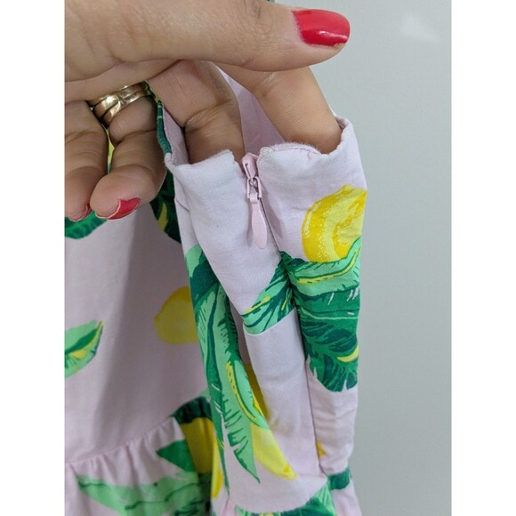 J. Crew Women’s Squareneck Midi Tiered Dress Lemon Print Ruffle Size 14 Preppy - Picture 5 of 8